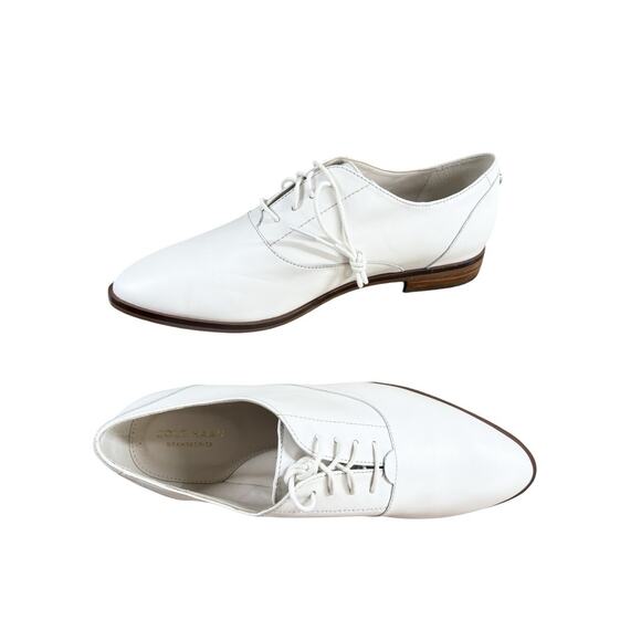 Cole Haan Shoes Womens Size 8.5 Cream White Oxfords Lace Preppy Modern Classic - Picture 7 of 9